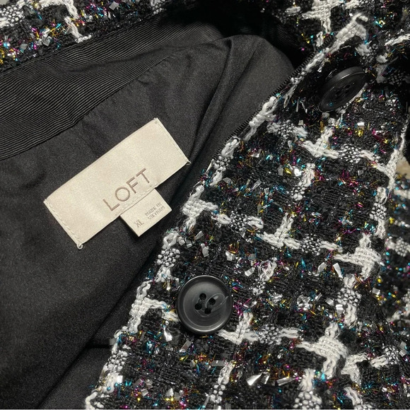 Ann Taylor LOFT  Shimmer Tweed Cropped Shirt Jacket size XL - Picture 2 of 12